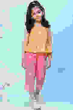 Blush Pink Cotton Solid Capri Pant image number 5