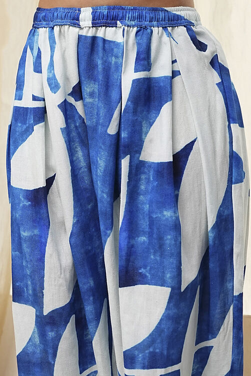 Indigo Blue and White Straight Co-ord Set image number 3