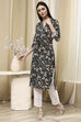 Mustard Yellow Cotton Printed Straight Kurta image number 2