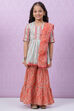 Aqua Coral Cotton Flared Garara Kurta Garara Suit Set image number 7