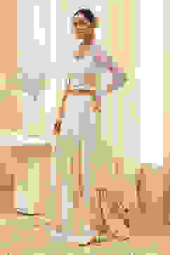 Ivory Georgette Embroidered Lehenga Set image number 3