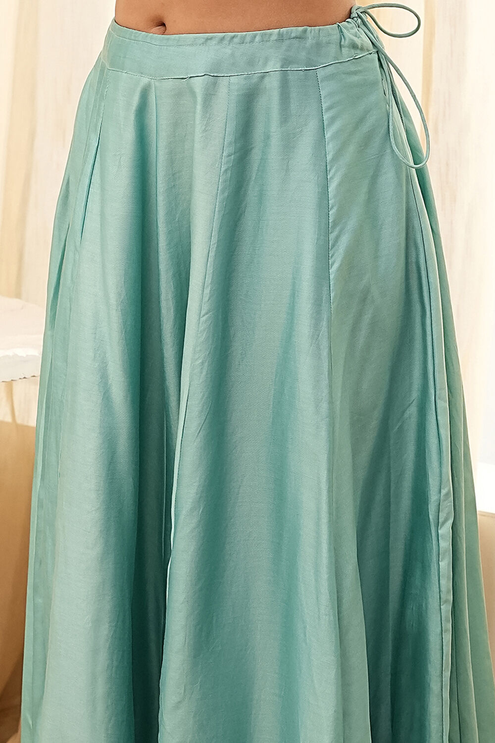 Blue Embroidered Anarkali Lehenga Set image number 2