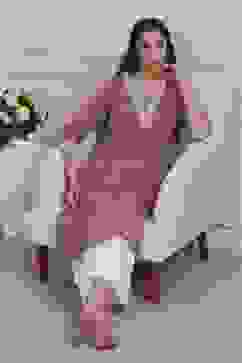 Purple Cotton Straight Kurta image number 0