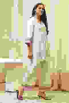 Off-White Cotton Asymmetric Co-ord Set image number 5