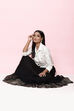 Black Flared Art Silk Skirts image number 5