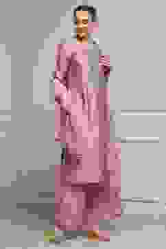 Old Rose Art Silk Embroidered Straight Suit Set image number 5