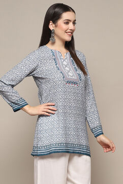 Indigo Polyester Straight Kurti image number 4