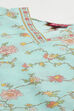 Turquoise Cotton Girls Straight Kurta Sharara Suit Set image number 1