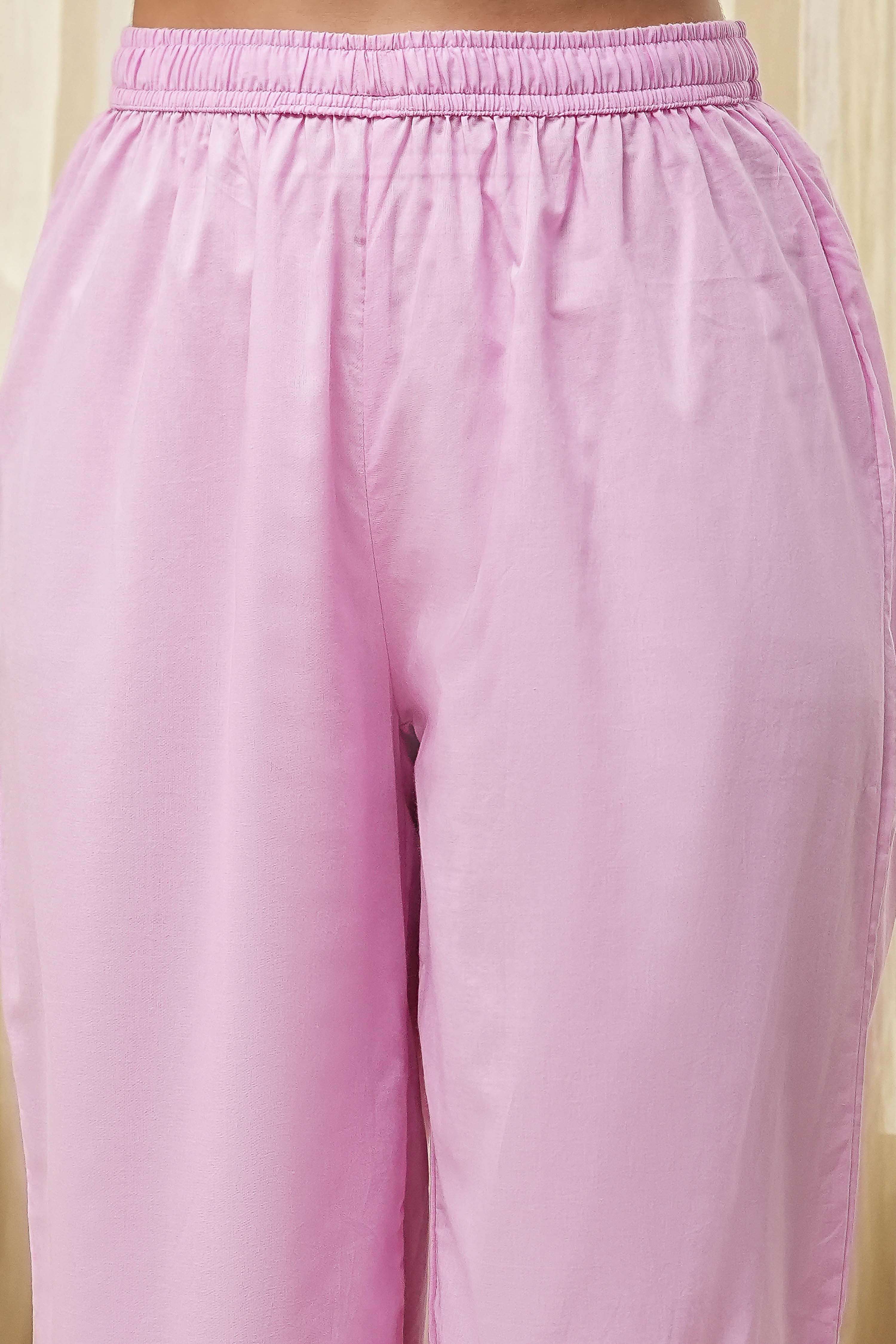 Pink Embroidered Straight Suit Set image number 2