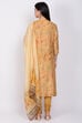 Yellow Cotton A-Line Kurta Churidar Suit Set image number 4