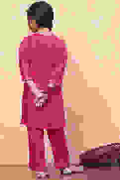 Pink Cotton Printed Straight Kurta Pants Set image number 4