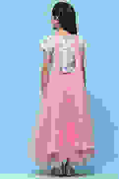 Pink Net Lehenga With Cotton Floral Blouse & Net Dupatta image number 5