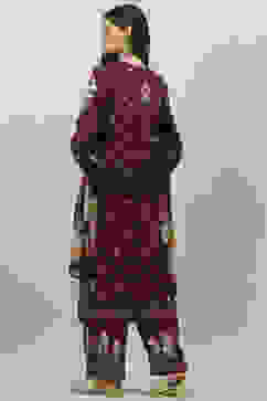 Wine Rayon Printed Straight Pant Kurta Palazzo Suit Set image number 4