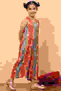 Green Viscose Blend Straight Dress image number 4