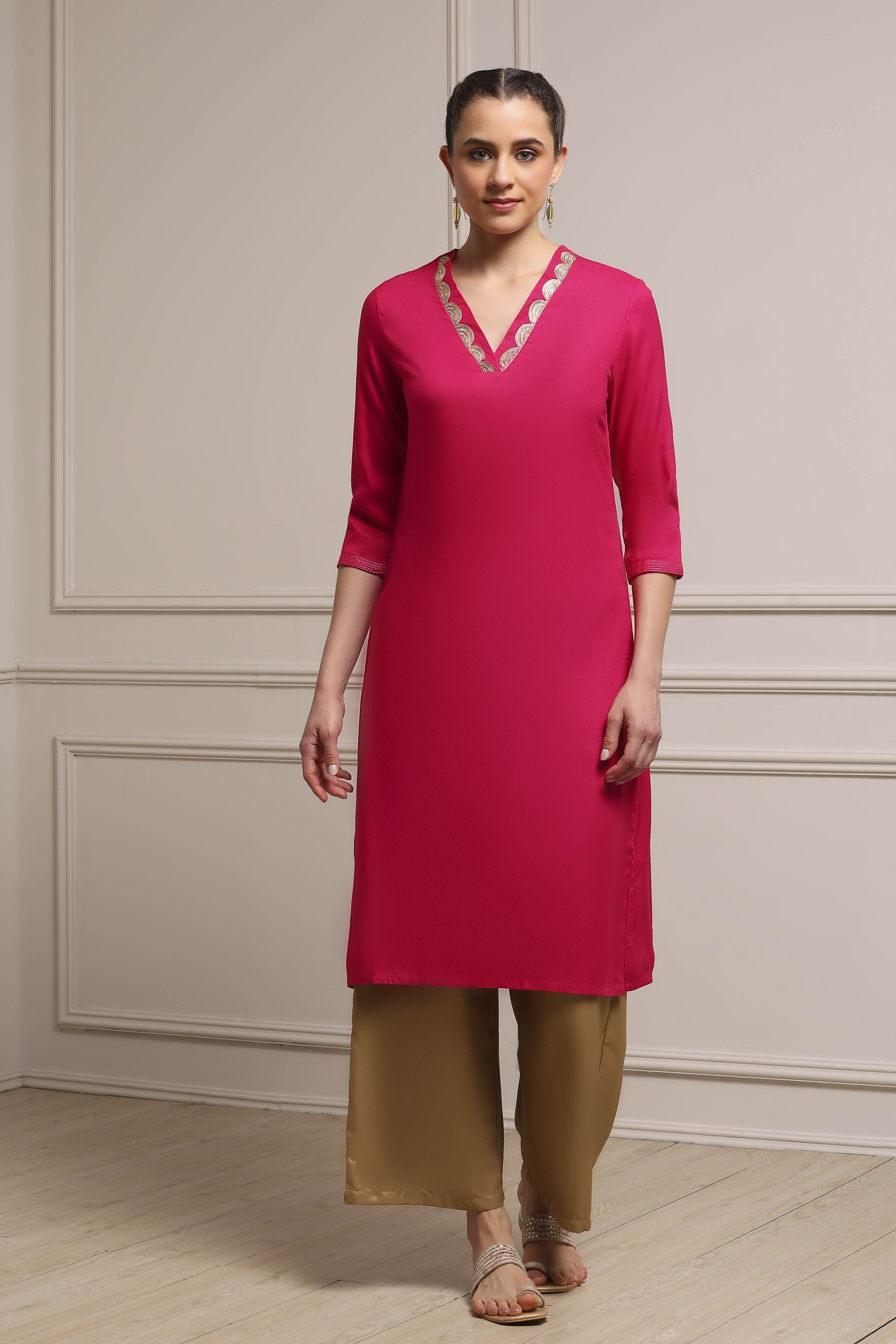 Mustard Yellow Solid Straight Kurta image number 0