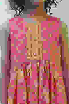 Pink Cotton Printed Gathered Suit Set image number 1