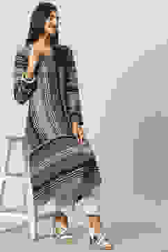 Black & Grey Acrylic Printed Dress image number 4