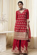 Red Embroidered Straight Suit Set image number 6