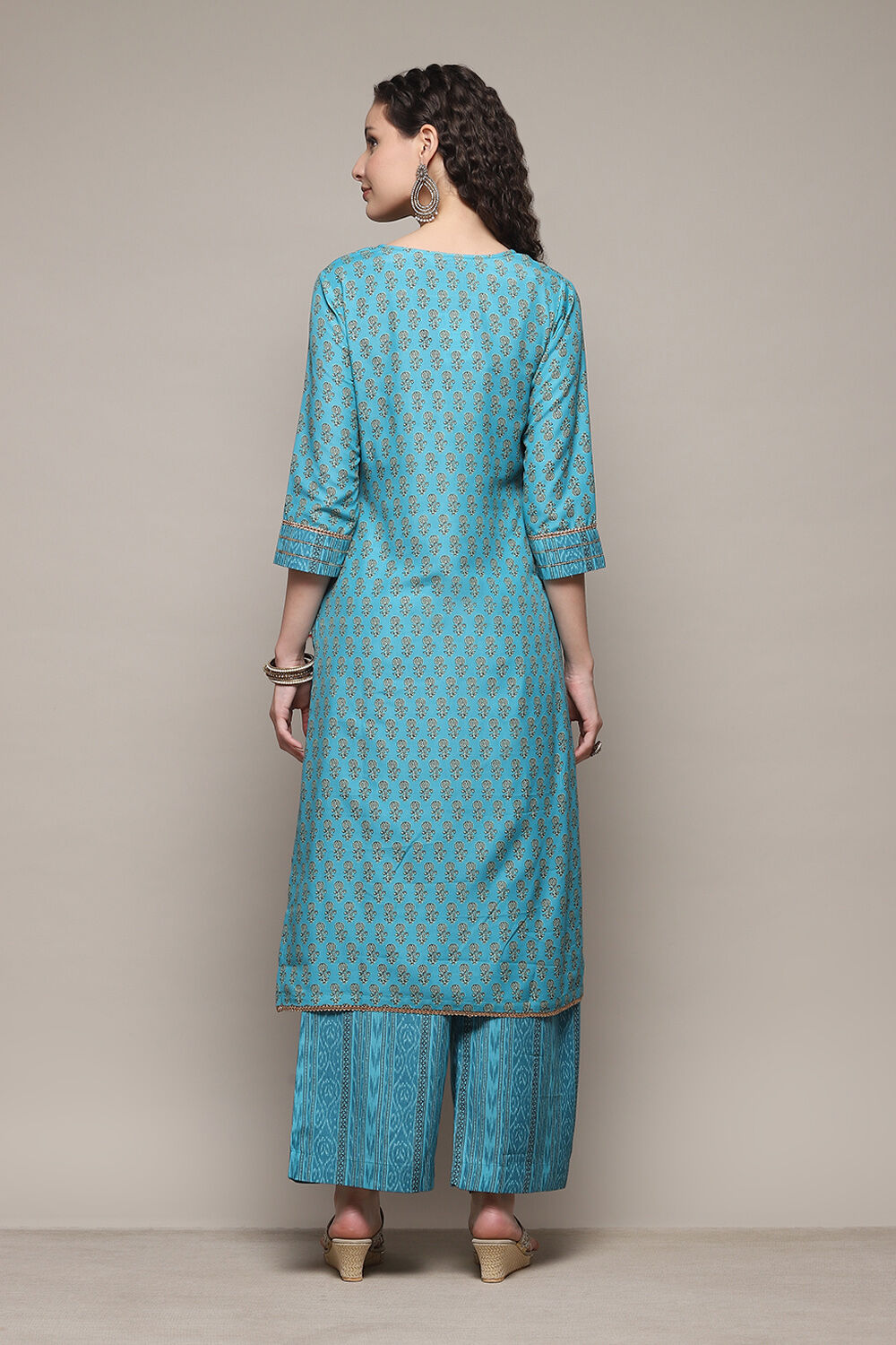 Teracota Poly Chiffon Straight Printed Kurta Palazzo Suit Set image number 4
