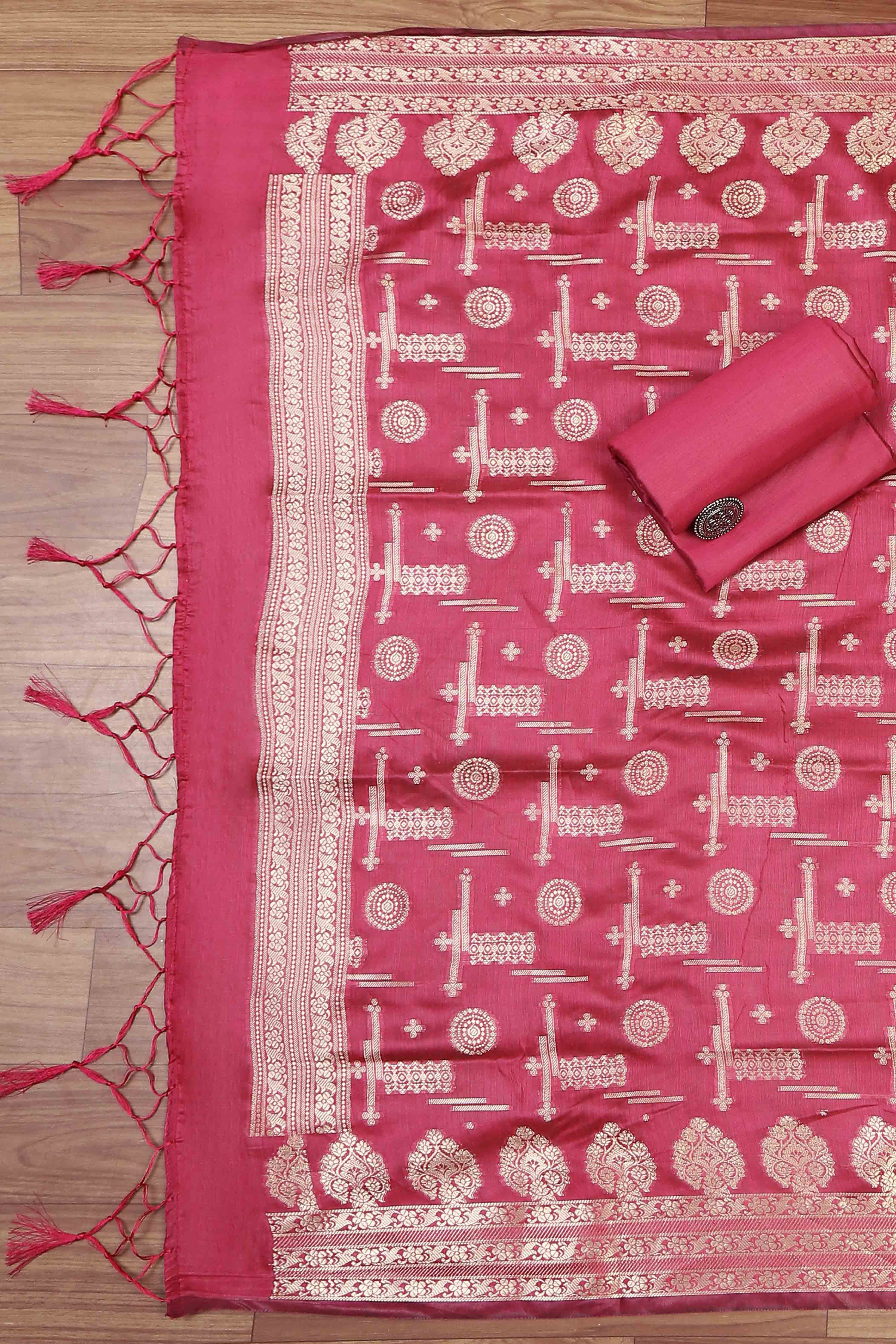 Sea Green Chanderi  Unstitched Suit Set image number 3