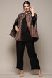 Black Poly Jacquard Flared Yarndyed Kurta