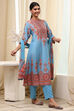 Dull Blue Printed Straight Suit Set image number 5