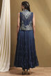 Green Georgette Festive Tiered Anarkali Dress image number 3