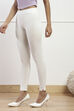 Off White Cotton Lycra Leggings image number 2