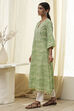 Green Pure Cotton Printed Straight Kurta image number 2