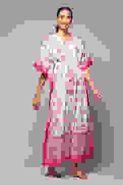 Ivory Cotton Printed Kaftan image number 3