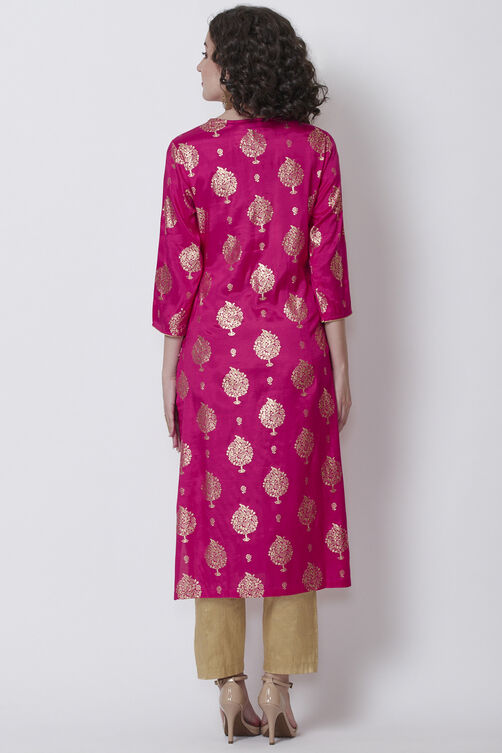 Blue Viscose Straight Printed Kurta image number 5