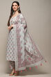 White Cotton Unstitched Suit set image number 1