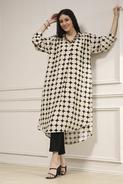 Ivory Printed A-Line Kurta