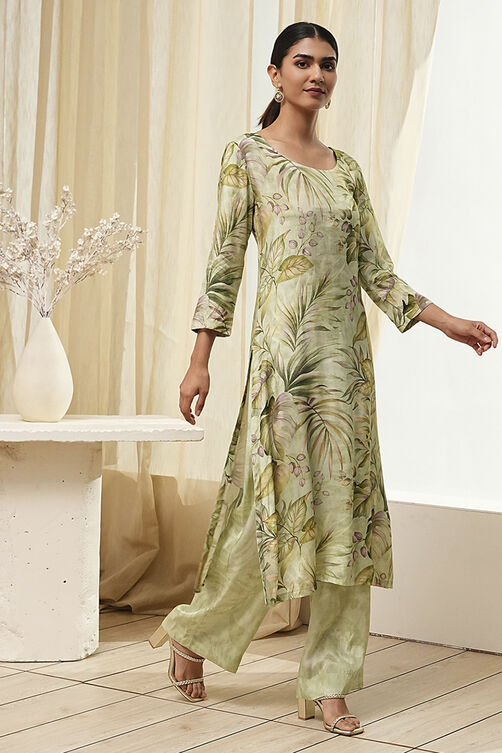 Pink Modal Floral Printed Straight Kurta Set image number 6