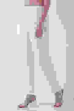 White Solid Straight Palazzos image number 2