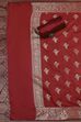 Maroon Cotton Printed Embroidered Unstitched Suit Set image number 3