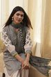 Black and Beige Printed Straight Suit Set image number 7
