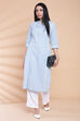 Charcoal Black Cotton Printed Kurta image number 4