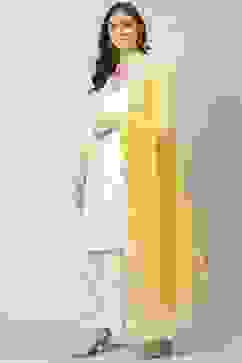 White Viscose Straight Kurta Sharara Suit Set image number 0