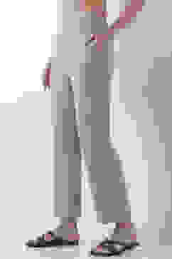 Beige Viscose Blend Wide Leg Pants image number 2