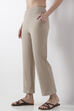 Beige Viscose Blend Wide Leg Pants image number 2