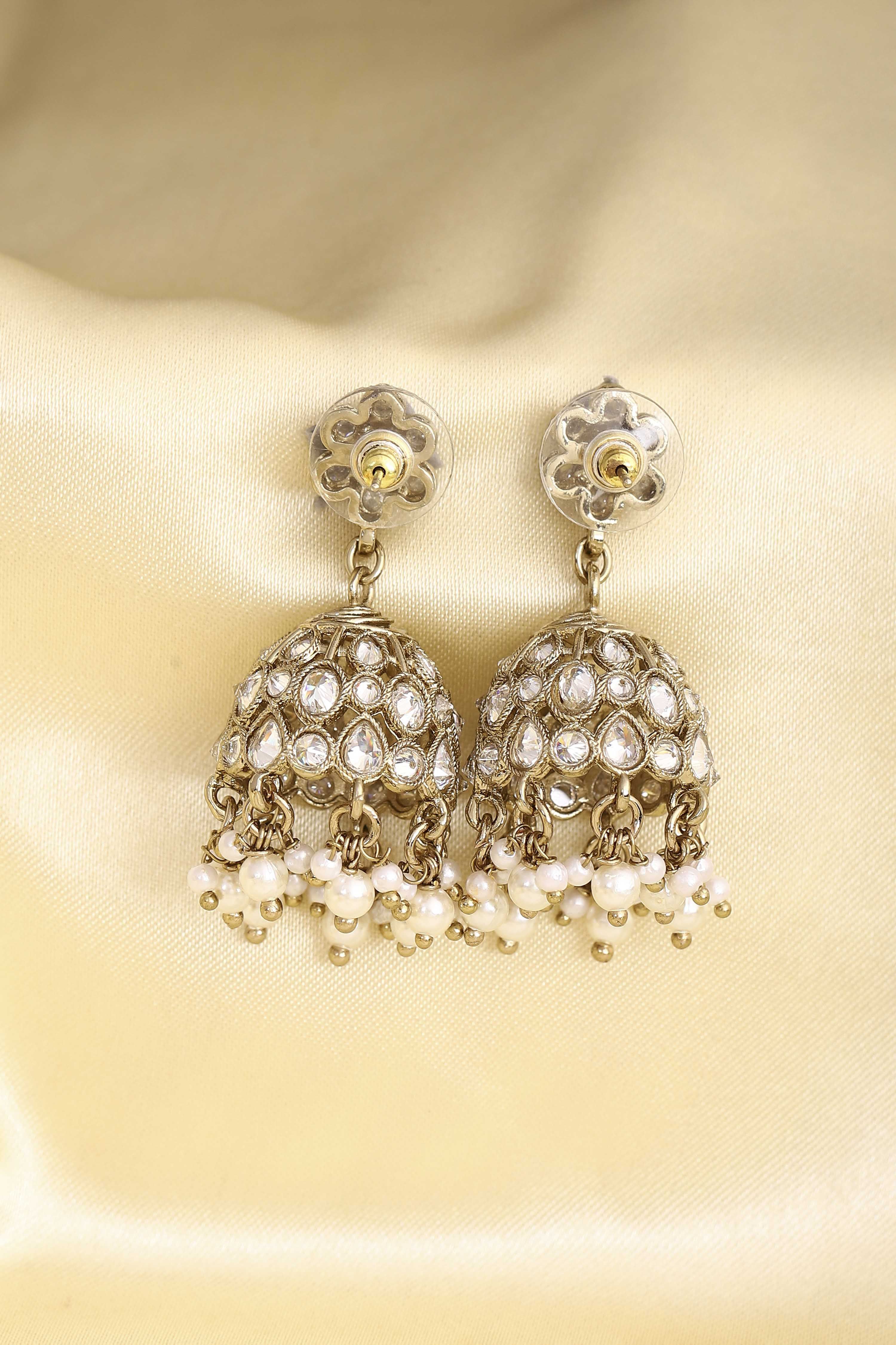 White Alloy Jhumka image number 2
