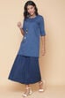 Blue Cotton Straight Printed Kurta image number 2