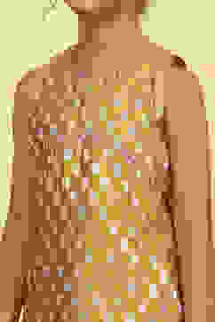 Yellow Brocade Yarndyed Fitted Sharara Suit Set image number 1