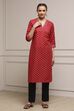 Purple Cotton Straight Printed Kurta image number 5