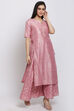 Onion Pink Art Silk Straight Kurta Sharara Suit Set image number 2