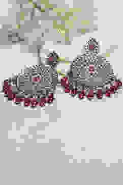 Dark Pink Brass Danglers image number 0