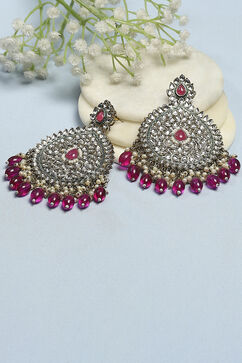 Dark Pink Brass Danglers image number 0