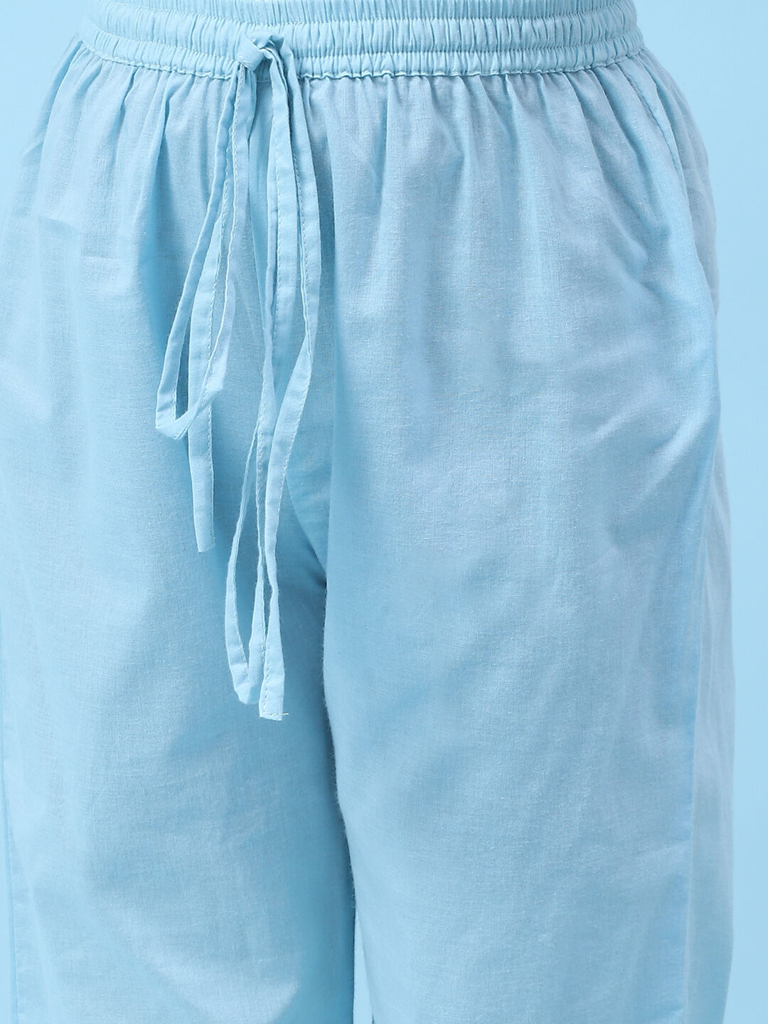 Sky Blue Art Silk Straight Printed Kurta Set image number 2