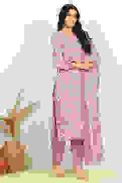 Purple Cotton Screen Printed Unstitched Suit Set image number 6